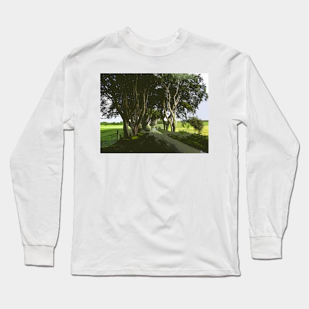 An Irish Country Road in the Rain Long Sleeve T-Shirt by Gray Designs